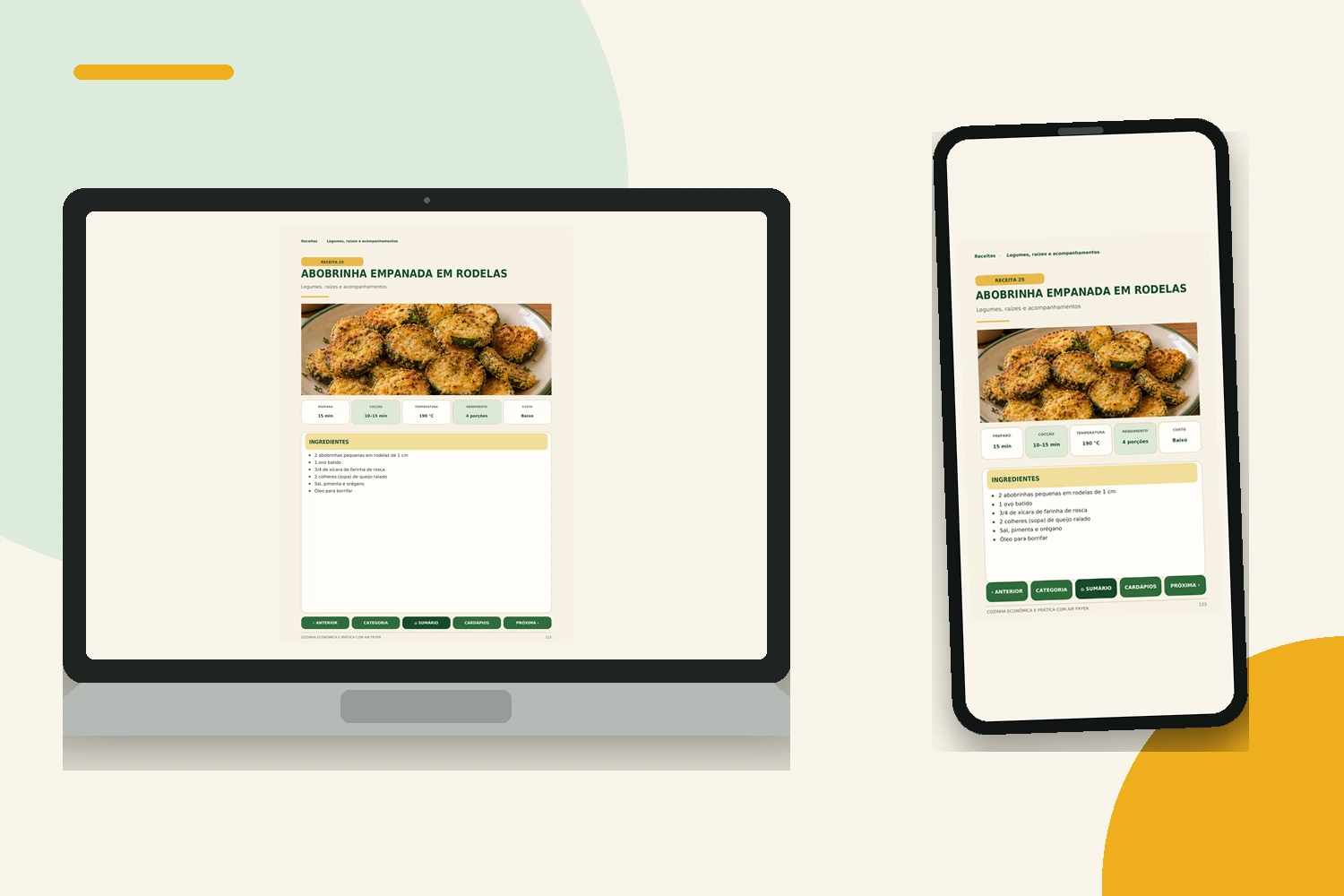 Receita 25 completa na versão A4 em notebook e na versão Mobile em smartphone