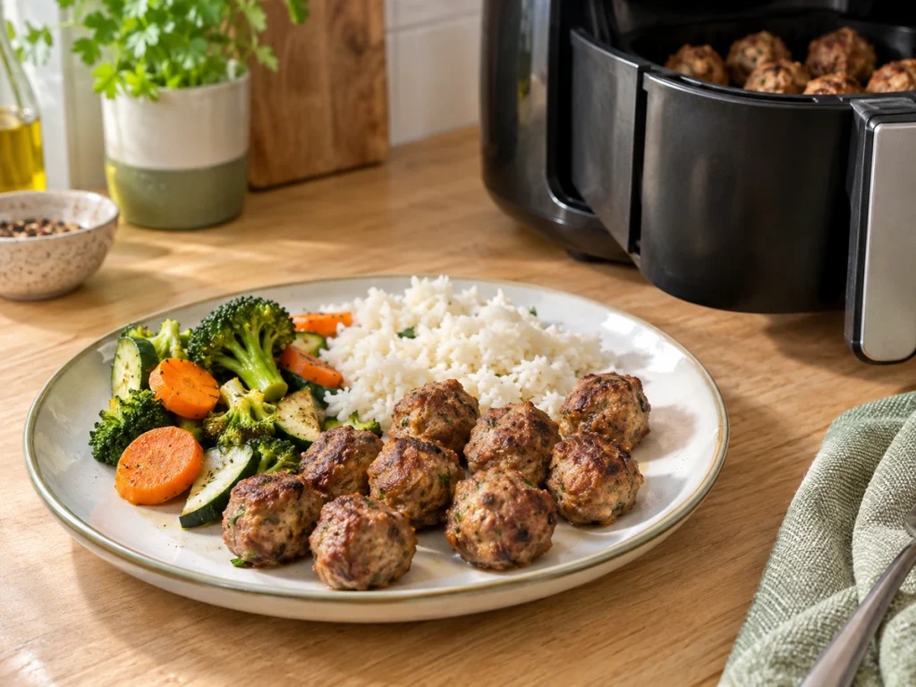 Almôndegas preparadas na Air Fryer para organizar as refeições da semana