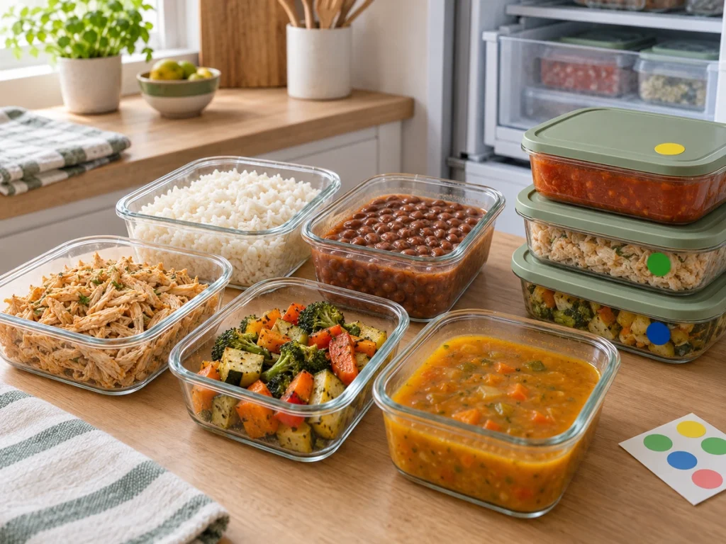 Porções de comida organizadas para congelar e evitar desperdício