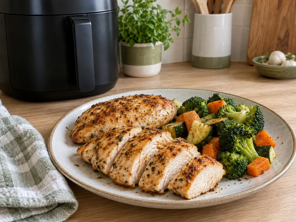 Frango preparado na Air Fryer para organizar as refeições da semana