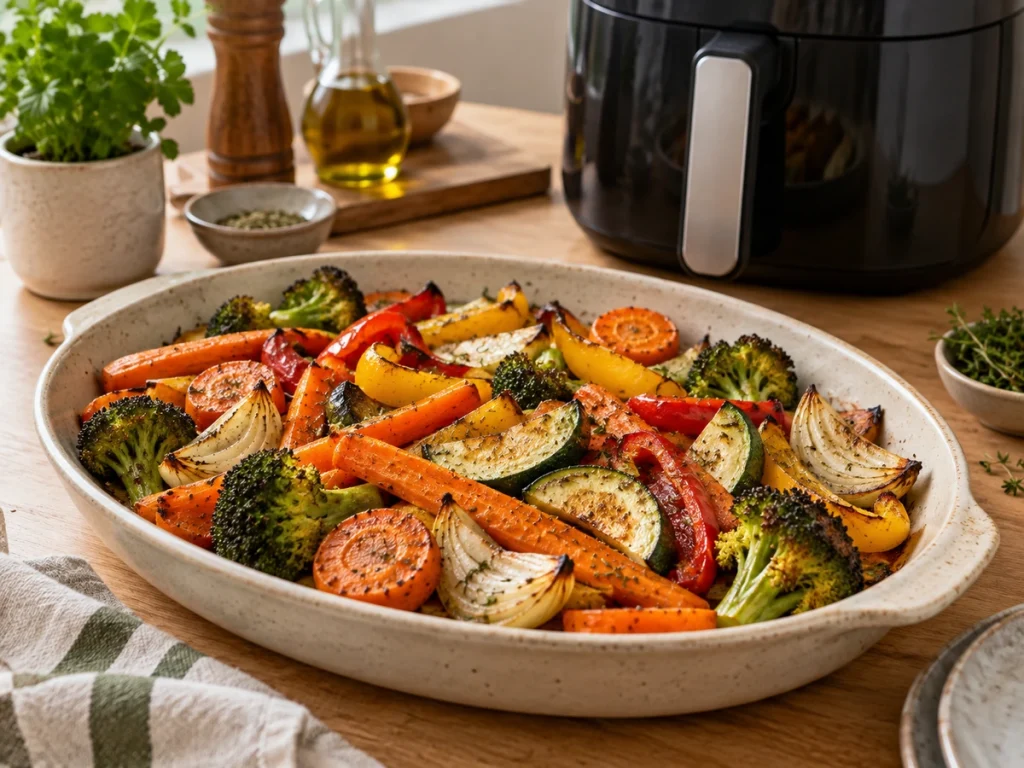 Legumes assados na Air Fryer para acompanhar as refeições